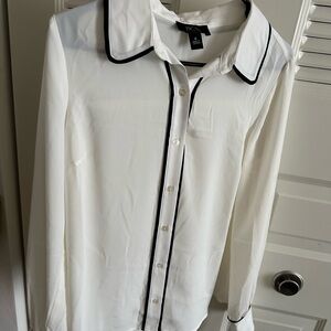 BCX White Dress Shirt with Black Piping